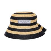 Ivory/Sort Straw Hat La Chapeau Vela