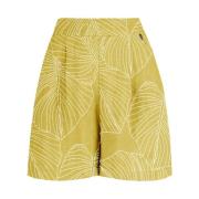 Trykte linned bermuda shorts