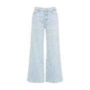 Højtaljede Cropped Jeans med Brede Ben