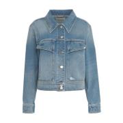 Blå Cropped Denim Jakke