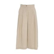 Beige Plisseret Bermudashorts