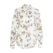 Hvid Blomstret Bluse Elegant Stil