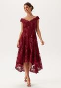 Goddiva Embroidered Lace Dress Wine-red XS (UK6)