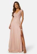 Goddiva Glitter Wrap Maxi Dress Nude M (UK12)