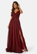 Goddiva Glitter Wrap Maxi Dress Red XS (UK8)