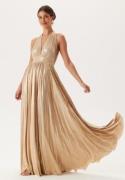 Goddiva Deep V Neck Metallic Gold XS (UK8)