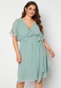 Goddiva Curve Flutter Sleeve Chiffon Midi Dress Dusty green 50 (UK22)