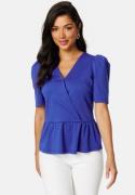 Happy Holly Madeleine peplum top Blue 36/38