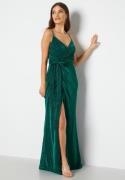 Goddiva Glitter Wrap Front Maxi Dress Emerald XL (UK16)