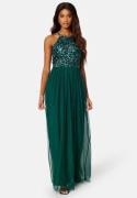 AngelEye High Neck Sequin Maxi Dress Dark green L (UK14)