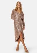 Goddiva Sequin Wrap Midi Dress Champagne XL (UK16)