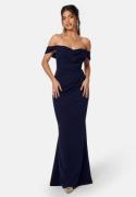 Goddiva Off Shoulder Maxi Dress Dark blue S (UK10)