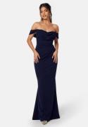 Goddiva Off Shoulder Maxi Dress Dark blue XXS (UK6)