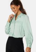 BUBBLEROOM Satin Puff Sleeve Shirt Dusty green 42