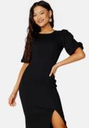 BUBBLEROOM Puff Sleeve Slit Dress Black L