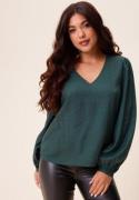 Happy Holly V-neck Puff Sleeve Viscose Blouse Dusty green/Patterned 32...