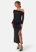 Bubbleroom Occasion Asymmetric Off Shoulder Soft Ankle Dress Black XS