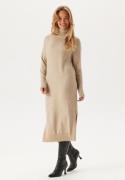 VILA Rill Roll Neck L/S Midi Dress Natural Melange XS