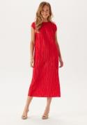 BUBBLEROOM Pleated Cap Sleeve Dress Red M