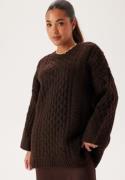 VILA Vikaia L/S OVERSIZE CABLE KNIT Coffee Bean M