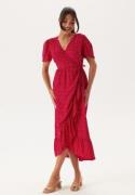 Happy Holly Evie Puff Sleeve Midi Wrap Dress Red/Dotted 44/46