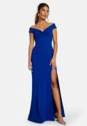 Bubbleroom Occasion Twist Off Shoulder Gown Blue L