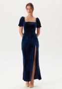 John Zack Velvet Puff Sleeve Maxi With S Navy L (UK14)