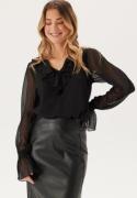 BUBBLEROOM V-neck Frill L/S Chiffon Blouse Black 44