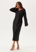 BUBBLEROOM Waterfall Midi Satin Dress Black 46