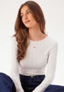 TOMMY JEANS Tjw Slim Pointelle Rib Tee Ls YBL Ecru S