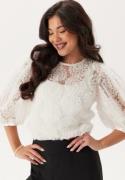 BUBBLEROOM 3D Flower Puff Sleeve Blouse Offwhite L