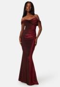 Goddiva Glitter Off Shoulder Maxi Dress Red L (UK14)