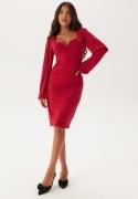 BUBBLEROOM Square V-neck Puff Sleeve Short Dress Red XL