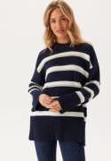 GANT Striped Textured C-neck Evening Blue XL