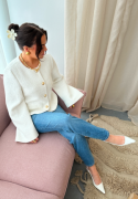 Chiara Forthi Wide Sleeve Bouclé Jacket Offwhite L