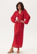 BUBBLEROOM Balloon Sleeve Maxi Dress  Red/Patterned 46