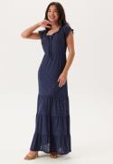 Happy Holly Jersey Broderie Anglaise Maxi Dress Dark blue 40/42