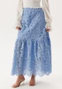 BUBBLEROOM Scalloped Lace Edge Maxi Skirt Light blue XL