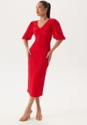 BUBBLEROOM Structure Puff Sleeve Dress Red XS