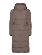 Savannah Long Puffer Coat Foret Jakke Brown Jofama