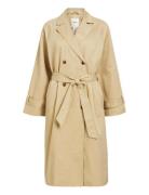 Objclara Keily Trench Coat Noos Trenchcoat Frakke Beige Object