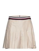 Global Stp Pleated Short Skirt Kort Nederdel Beige Tommy Hilfiger