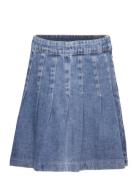 Skirt Hedda Pleated Denim Kjole Nederdel Blue Lindex