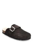 Biaolivia Mule Warmlined Suede Slippers Hjemmesko Black Bianco