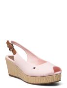 Iconic Elba Sling Back Wedge Sko Med Kilehæl Pink Tommy Hilfiger