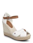 Basic Open Toe High Wedge Sko Med Kilehæl White Tommy Hilfiger