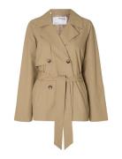 Slfbelinda Short Trench Coat Trenchcoat Frakke Beige Selected Femme