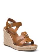 Espadrille High Wedge Leather Espadrillos Med Hæl Sandal Brown Tommy H...