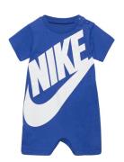 R1-Baby Knit Romper Bodysuits Short-sleeved Blue Nike