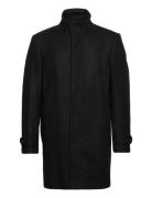 Recycled Wool Funnel Neck Coat Uldfrakke Frakke Black Lindbergh